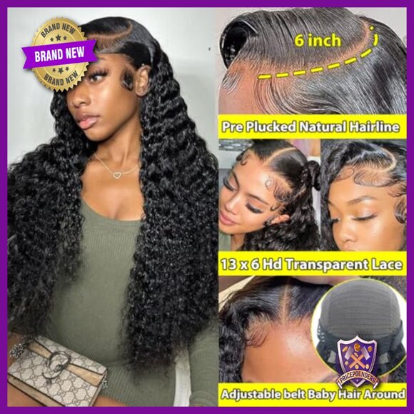 Deep Wave Lace Front Wig 13x6 HD Human Hair Pre Plucked 28 Inch main image 6